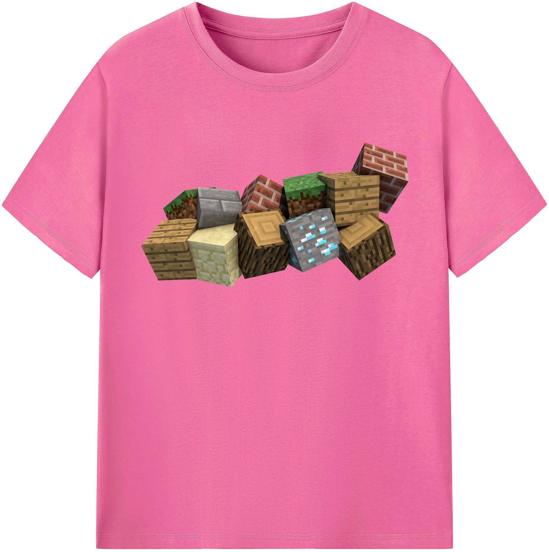 （画像用） マインクラフト ブロックの世界 Minecraft MC Block world レディースカジュアルプリントTシャツ（綿100％）